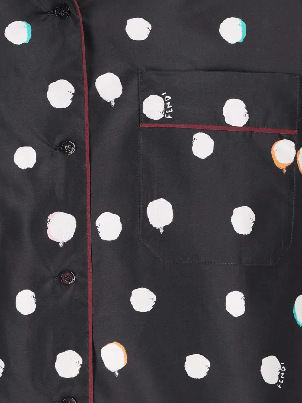  Fendi Polka-dot Piped Shirt - Black 