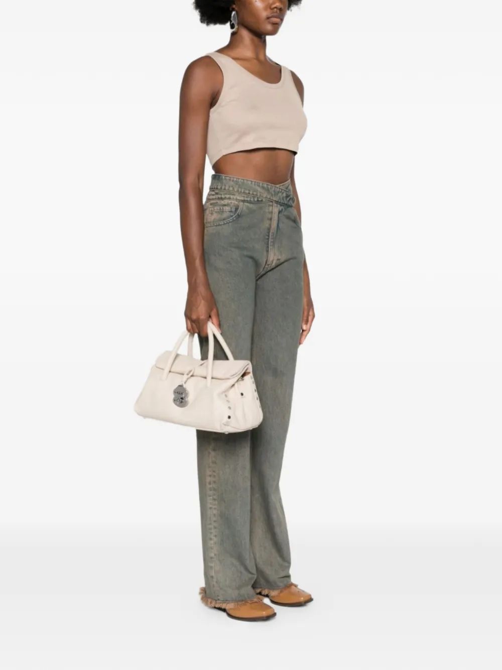 Zanellato small Dotta studded tote bag - Roze