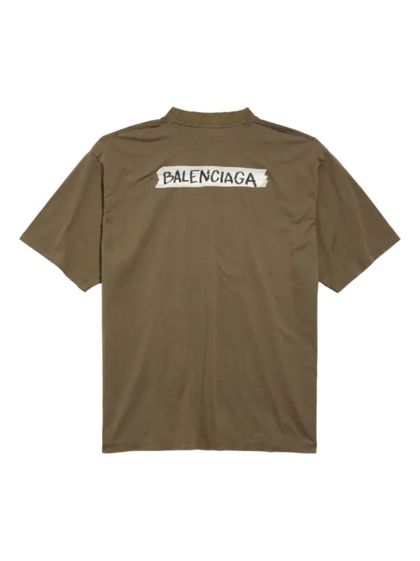 Balenciaga logo-print T-shirt | Brown | FARFETCH