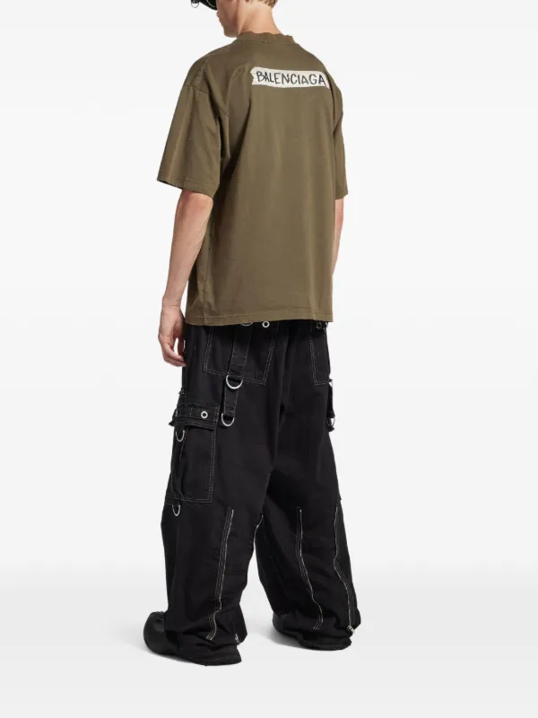 Balenciaga logo-print T-shirt | Brown | FARFETCH