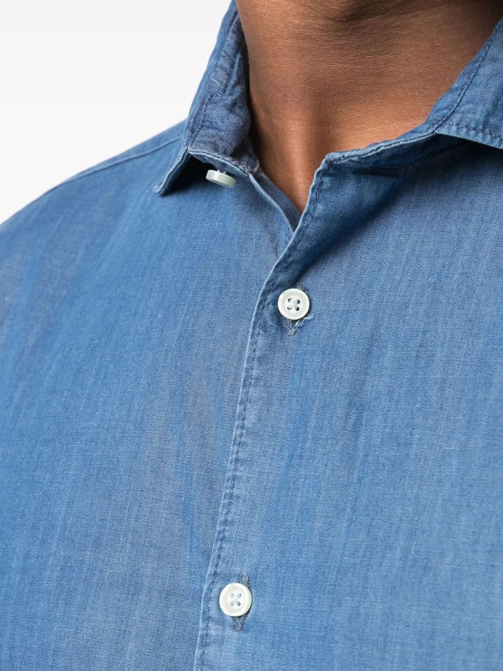 Deperlu Button-up Denim Shirt In Blue