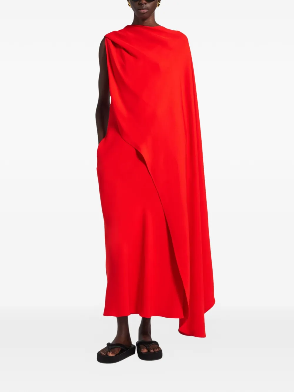  Balenciaga Open Back Draped Dress - Red 
