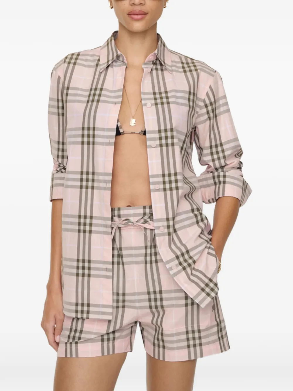 Burberry Geruit blouse Roze