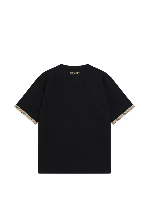 Burberry check-trim embroidered-logo t-shirt | Black | FARFETCH