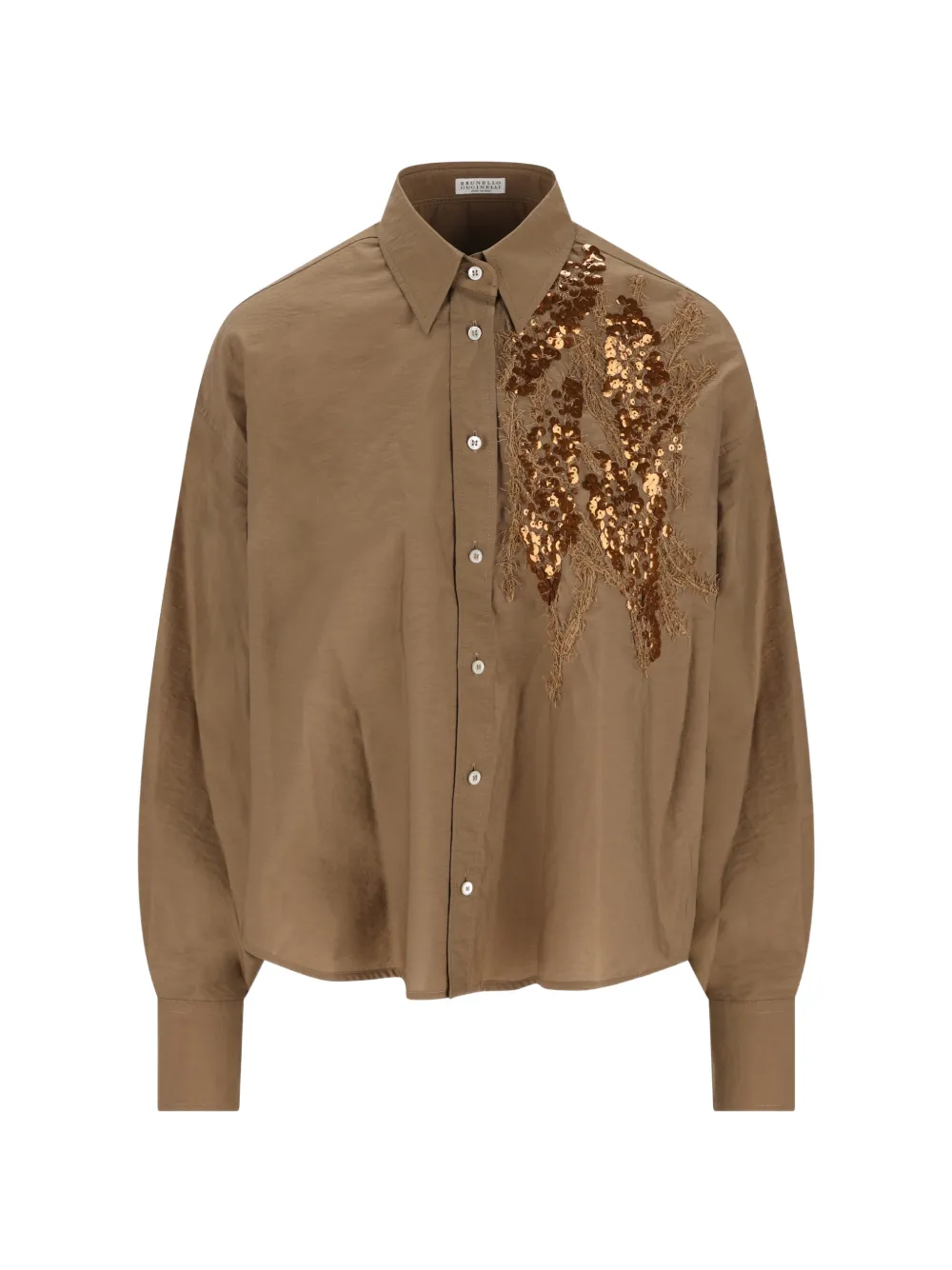 Brunello Cucinelli sequin-embellished shirt - Neutrals