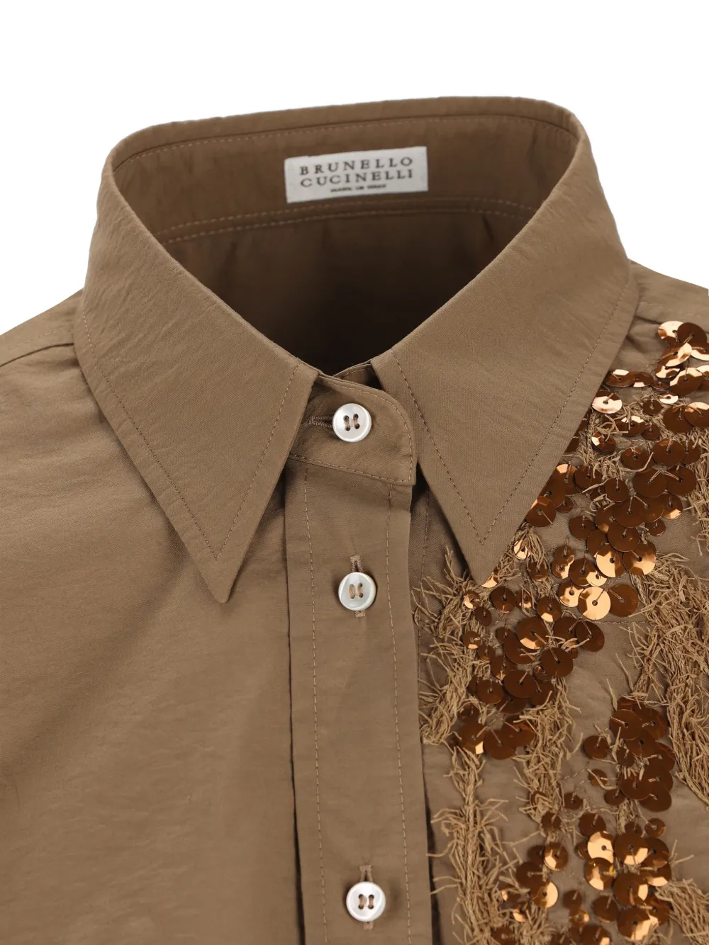 Brunello Cucinelli Blouse met pailletten Beige