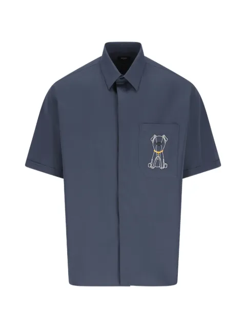 FENDI dog-embroidered pocket shirt