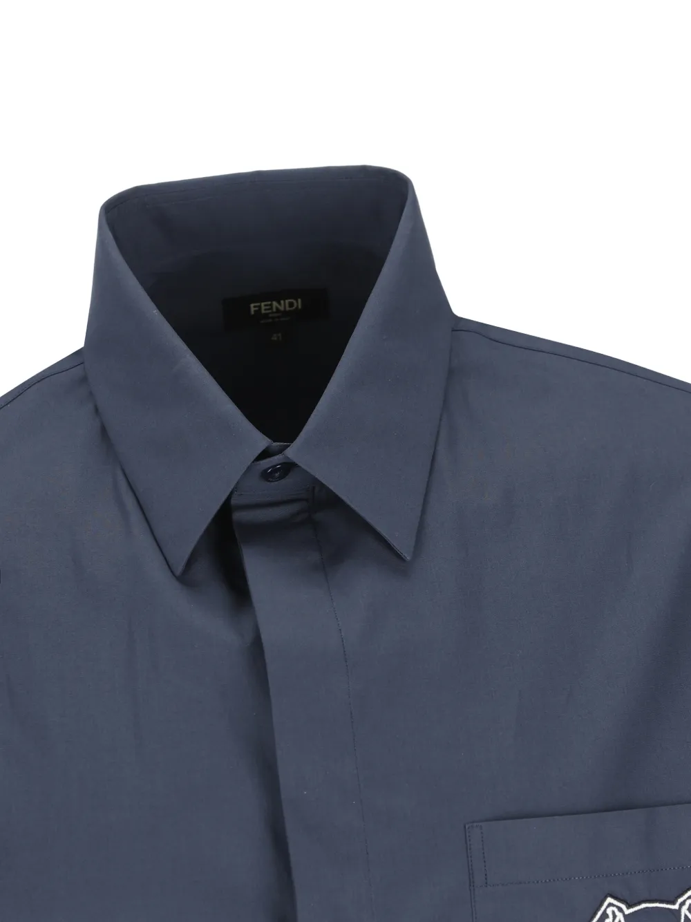 dog-embroidered pocket shirt