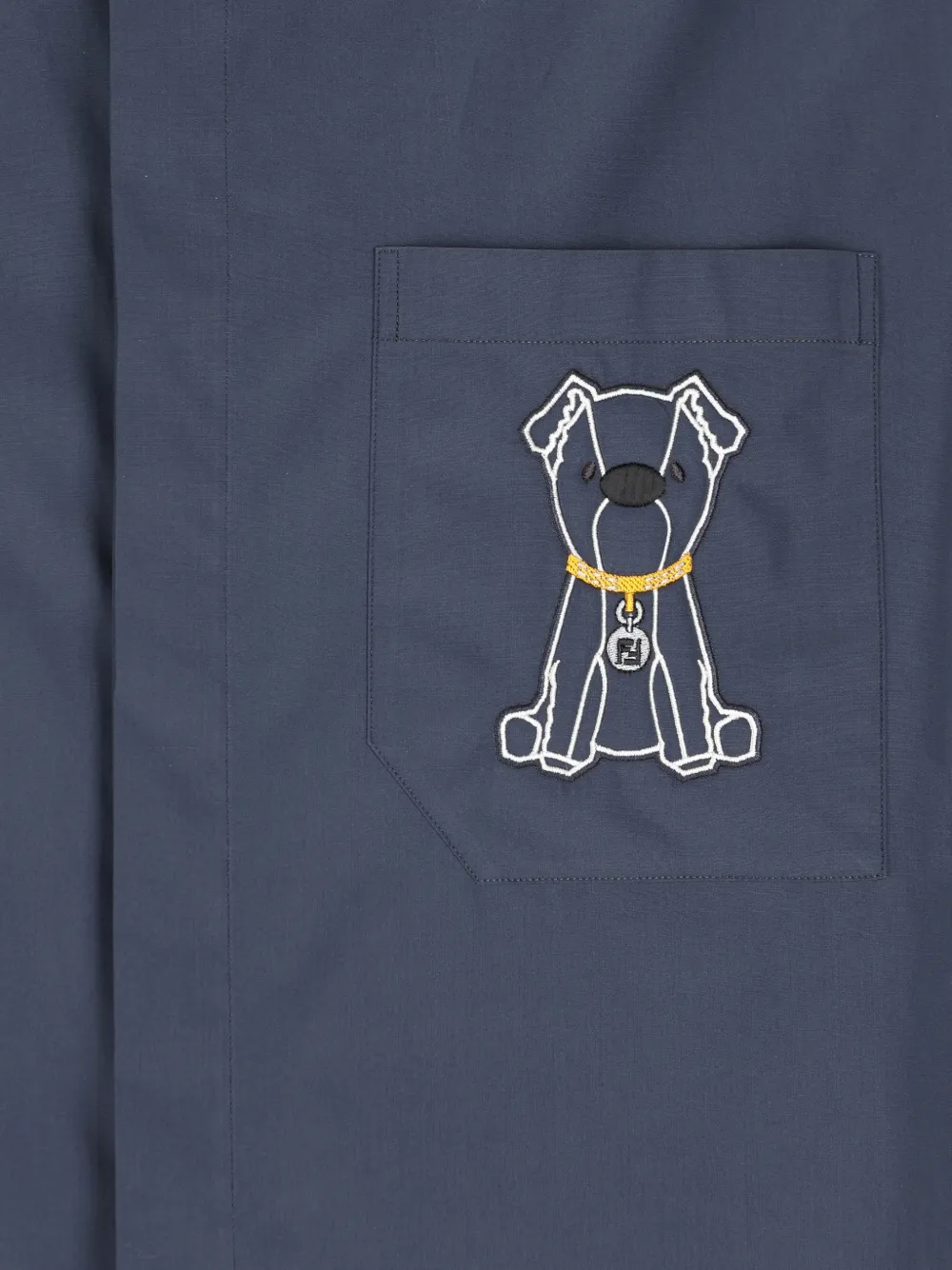 dog-embroidered pocket shirt