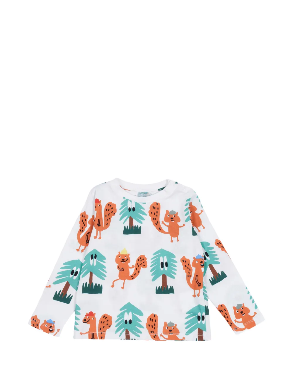 Stella McCartney Kids squirrel-print long-sleeve T-shirt - Bianco