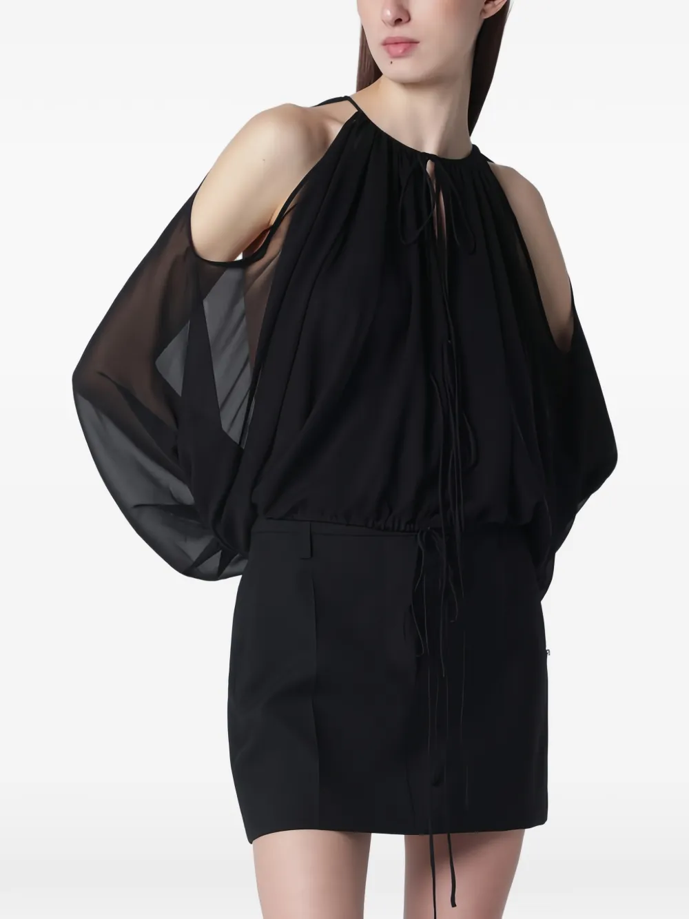 THE ANDAMANE tie-detail blouse - Nero
