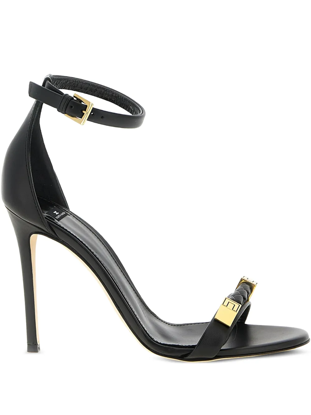 Elisabetta Franchi woven logo sandals Zwart