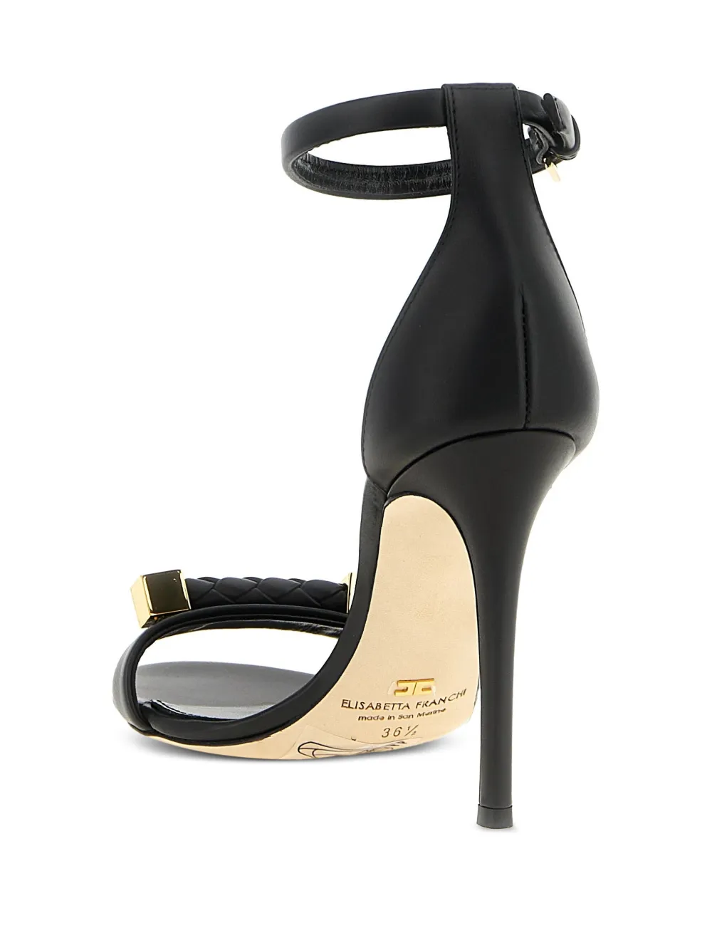 Elisabetta Franchi Geweven sandalen met logo Zwart