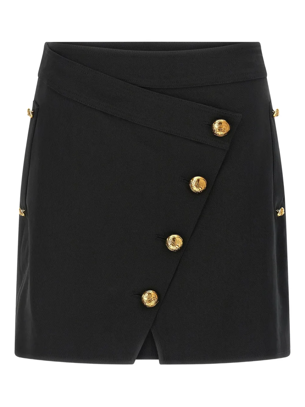 Elisabetta Franchi asymmetrical jewel button skirt - Nero