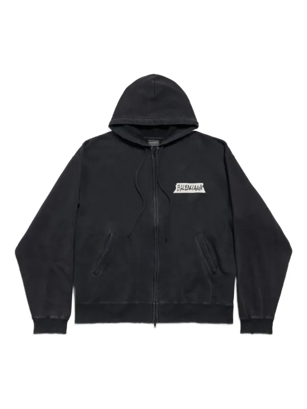 [新品 国内正規]BALENCIAGA ダブルジップアップパーカー Balenciaga ロゴジップアップ パーカー | ブラック | FARFETCH JP