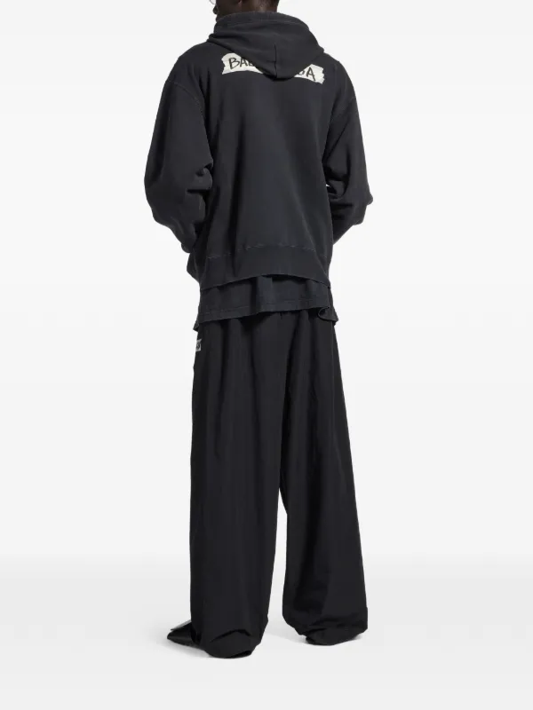 [新品 国内正規]BALENCIAGA ダブルジップアップパーカー Balenciaga ロゴジップアップ パーカー | ブラック | FARFETCH JP