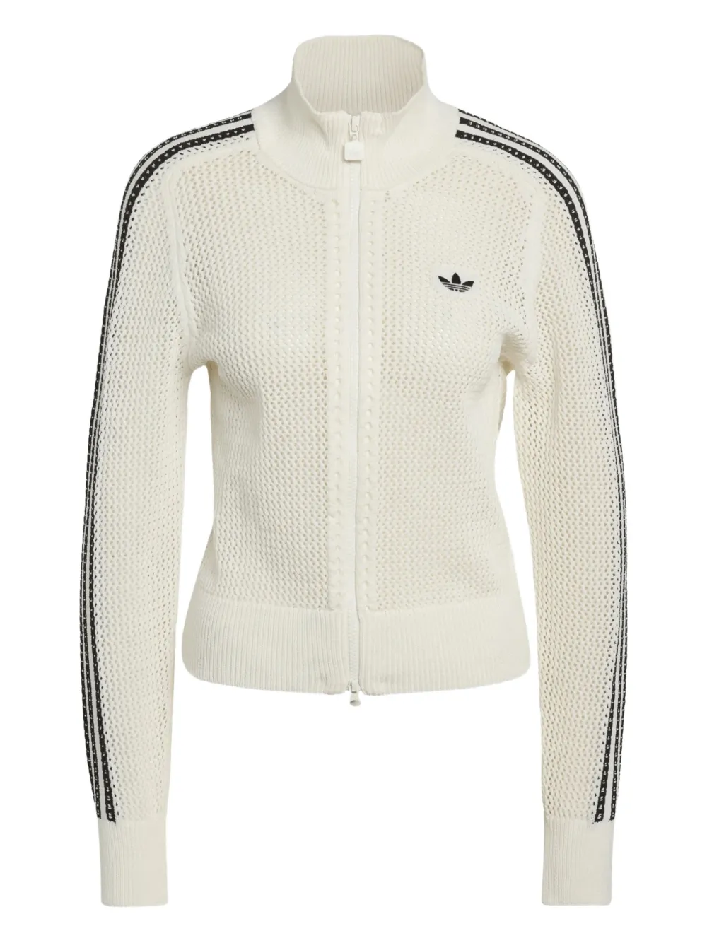 adidas Cardigan Firebird a righe con zip - Bianco