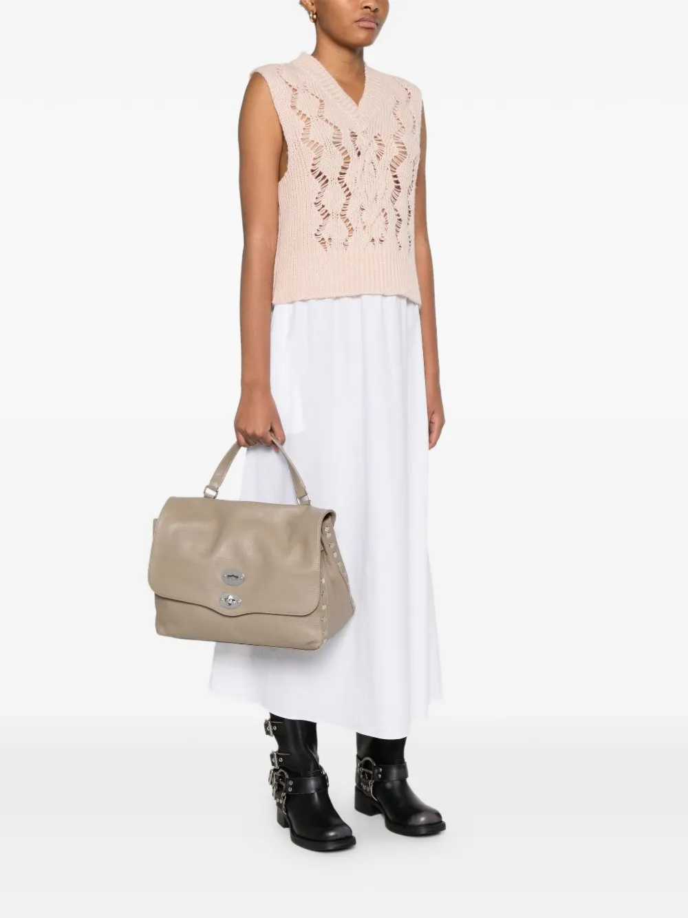 Zanellato small Postina lock-detail tote bag - Beige