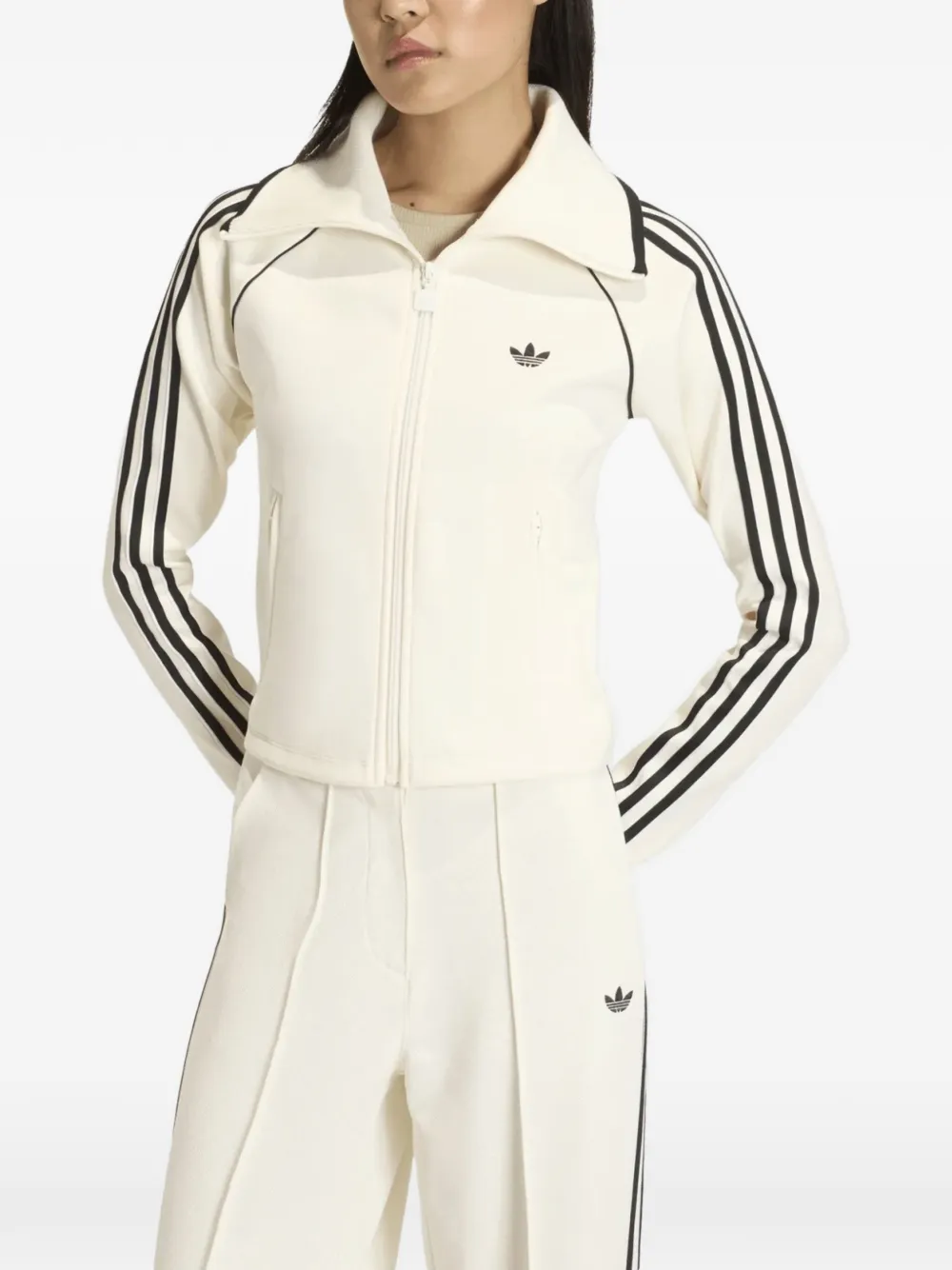  Adidas Firebird Striped Zip-up Sweatshirt - White 