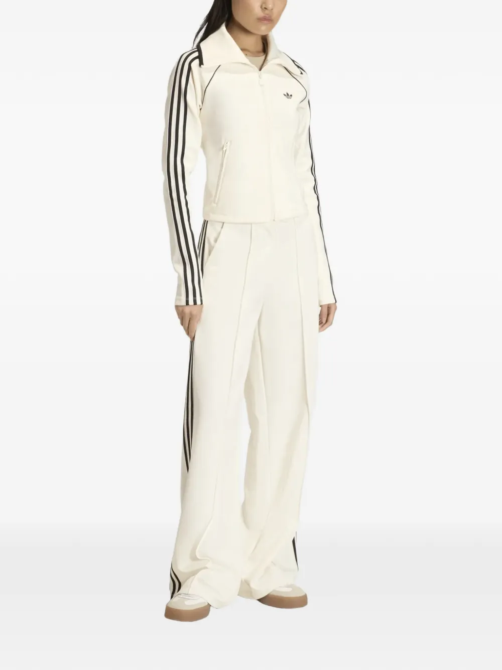  Adidas Firebird Striped Zip-up Sweatshirt - White 