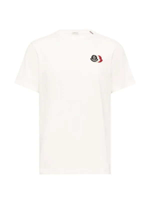MONCLER Tシャツ/9-12 Moncler Camiseta De Algodão Com Logo Bordado | Neutro | FARFETCH BR