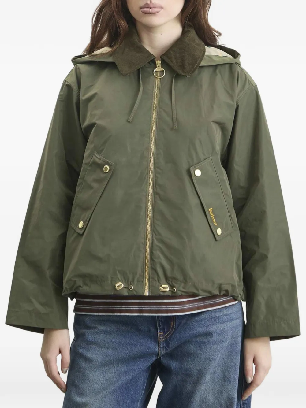 Hooded Corduroy-Collar Jacket
