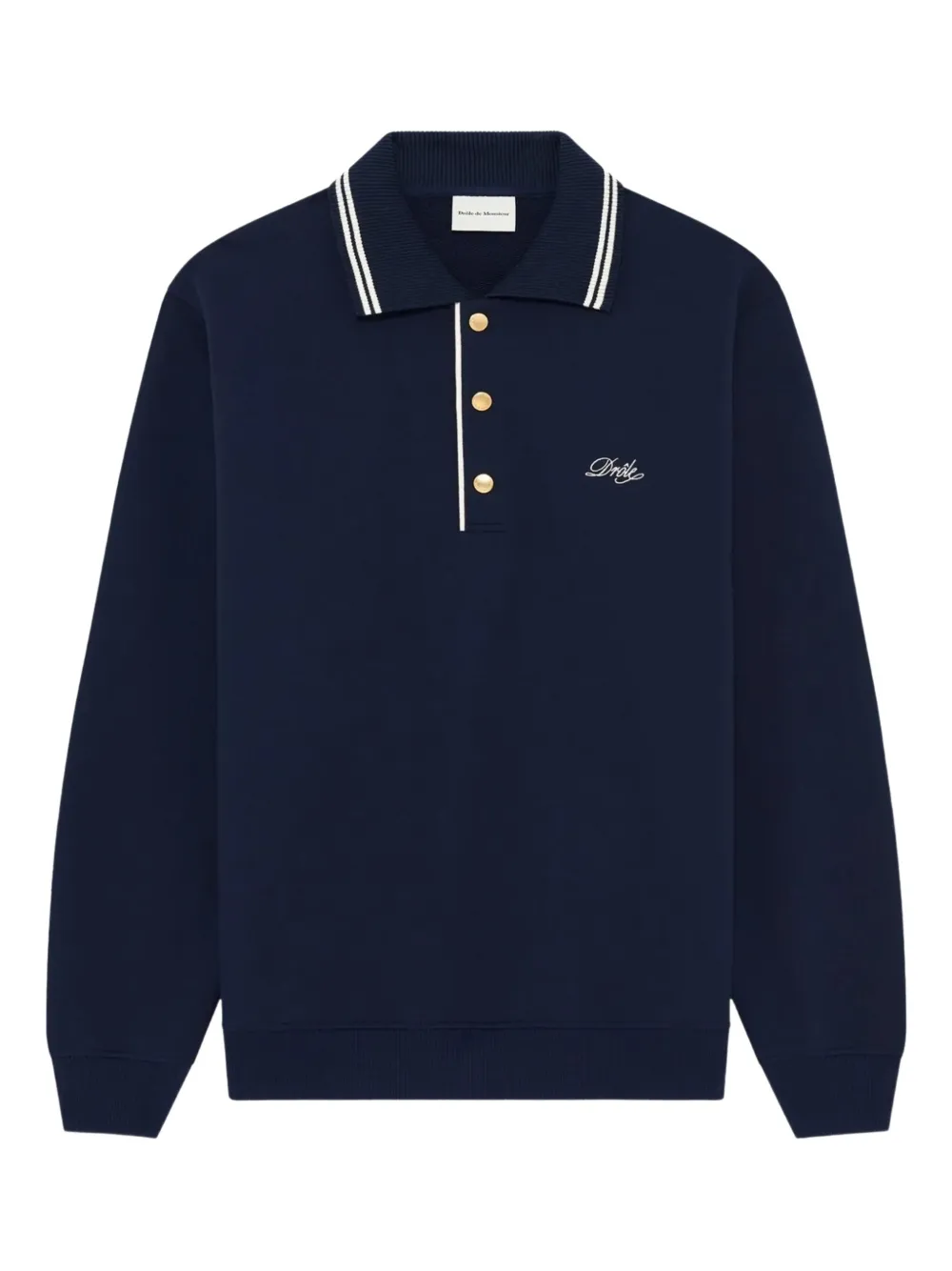 Drôle De Monsieur striped-trim polo shirt - Blu