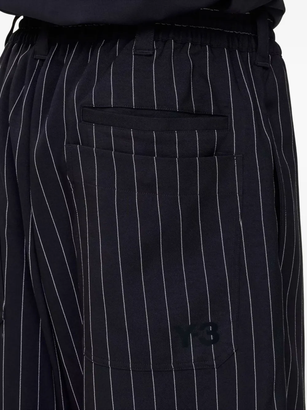  Y-3 Pinstripe Drawstring Shorts - Black 