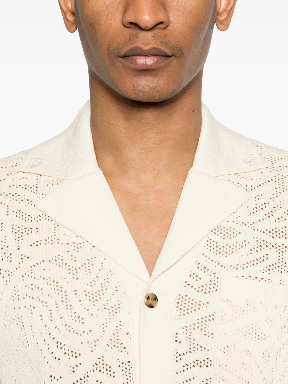 Drôle De Monsieur Openwork Collared Shirt | Neutrals | FARFETCH