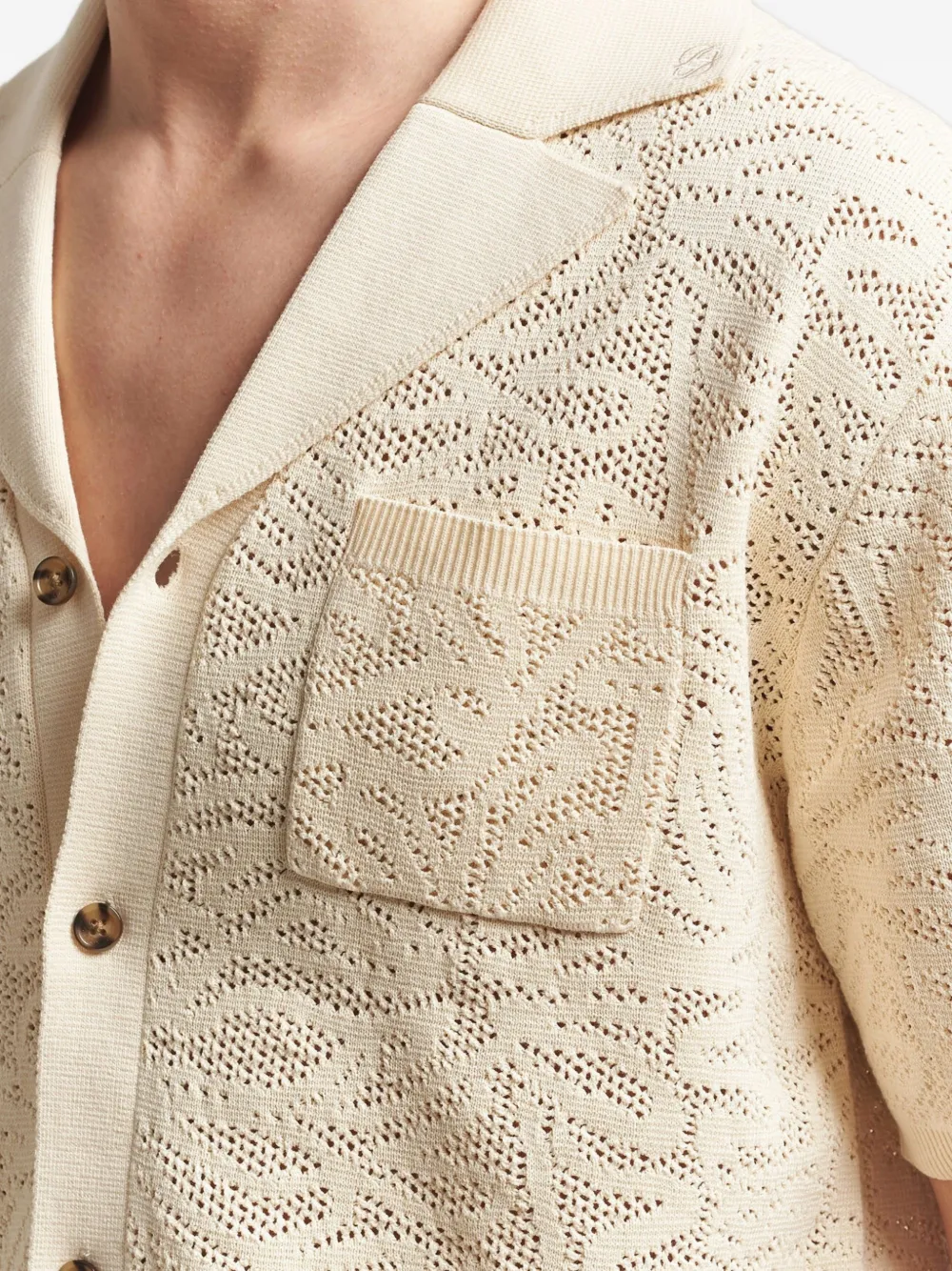 Drôle De Monsieur Opengewerkt overhemd met kraag Beige
