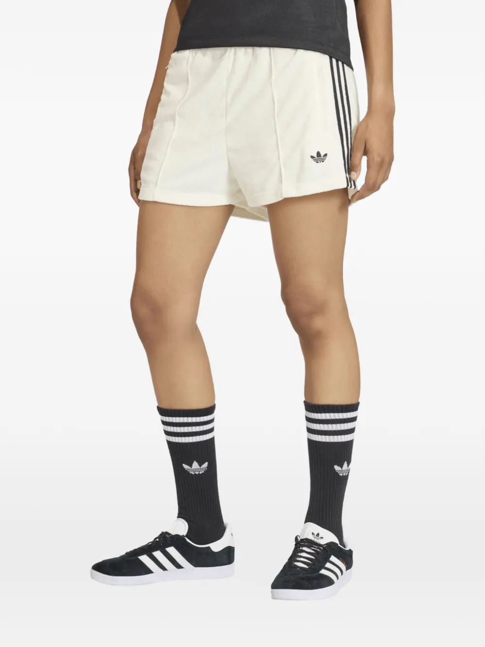  Adidas Logo-detail Mini Shorts - Neutrals 