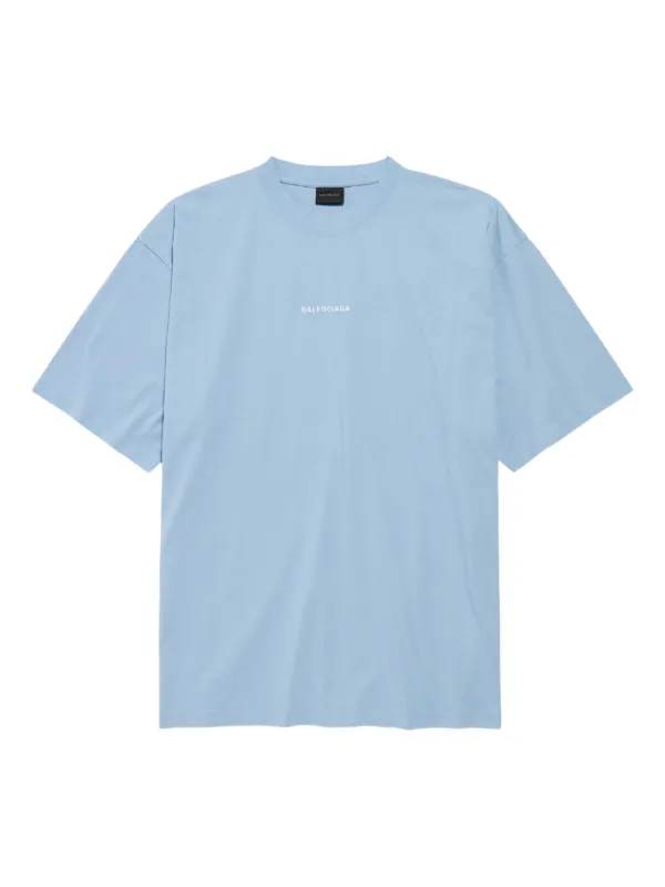 Balenciaga Camiseta Com Logo Bordado | Azul | FARFETCH BR