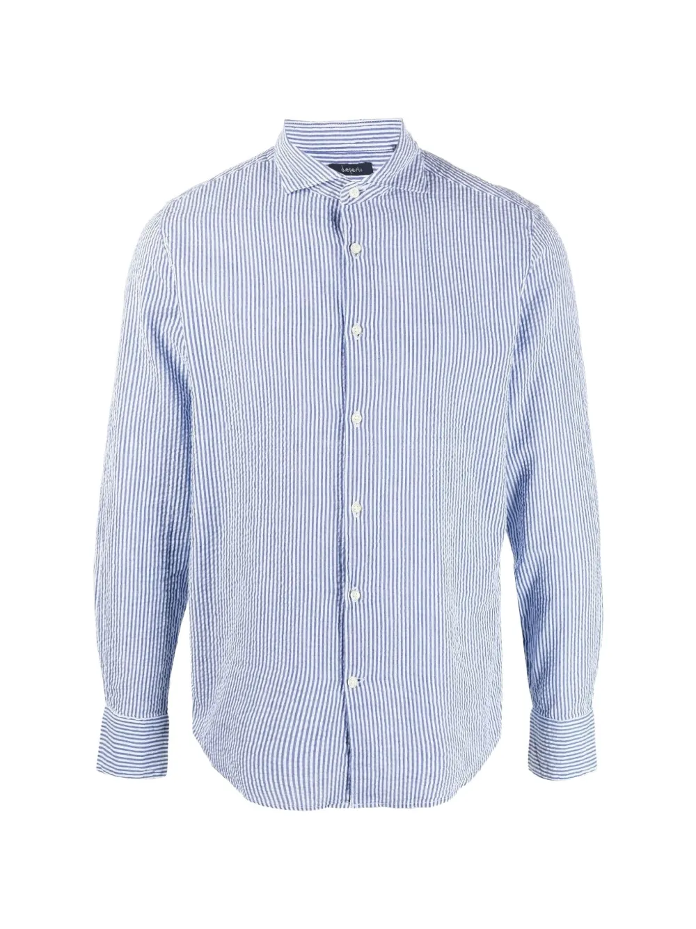 Deperlu Button-up Striped Cotton Shirt In Blue