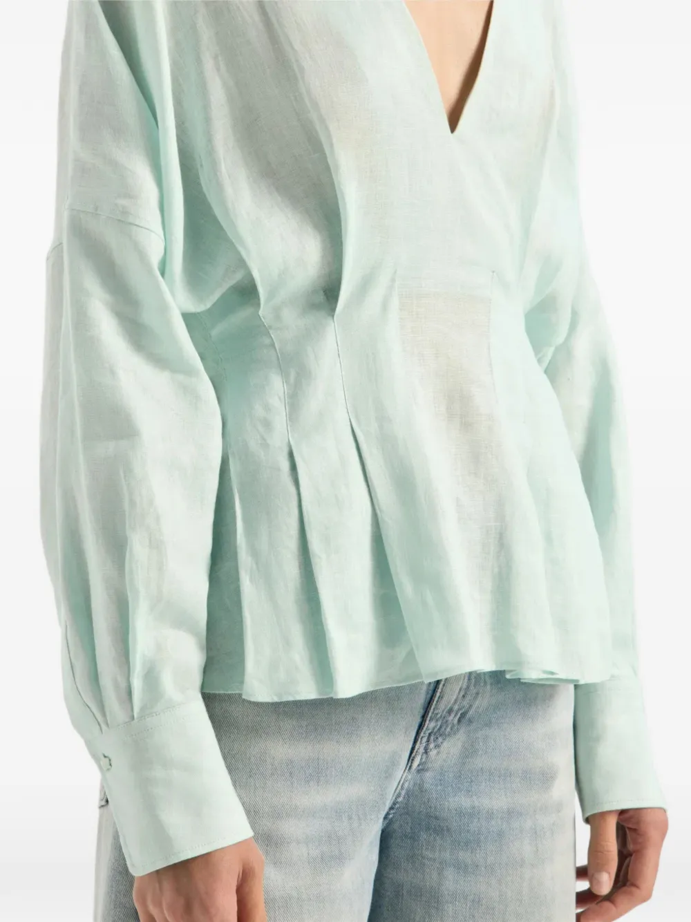 V-Neck Pleated Blouse