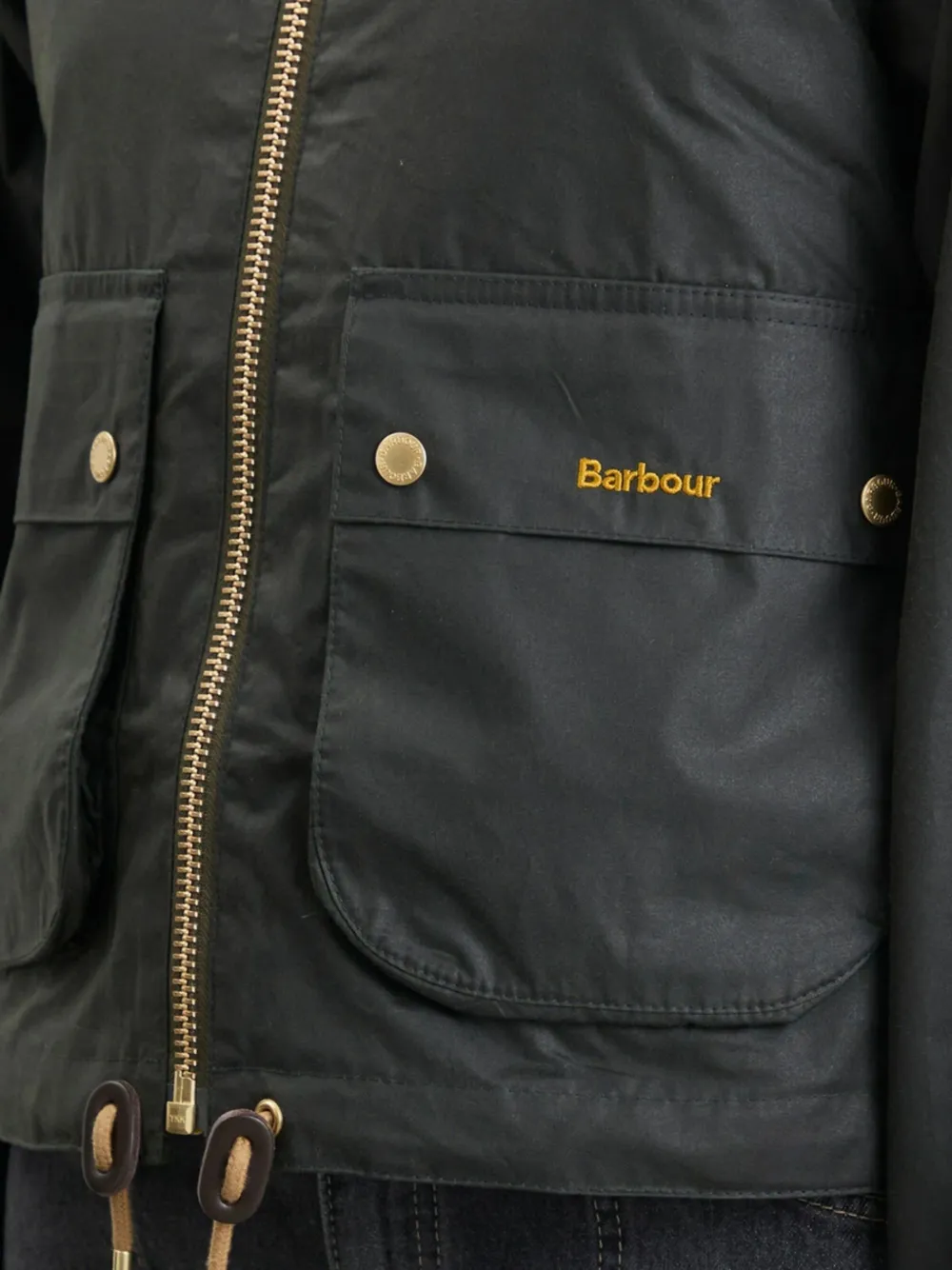 Barbour Marron Waxed jack met rits Zwart