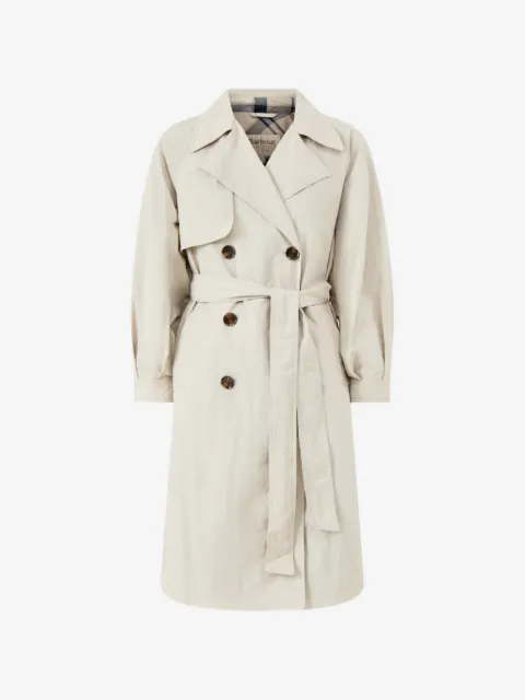 Barbour gabardina Layla con doble botonadura y cinturón