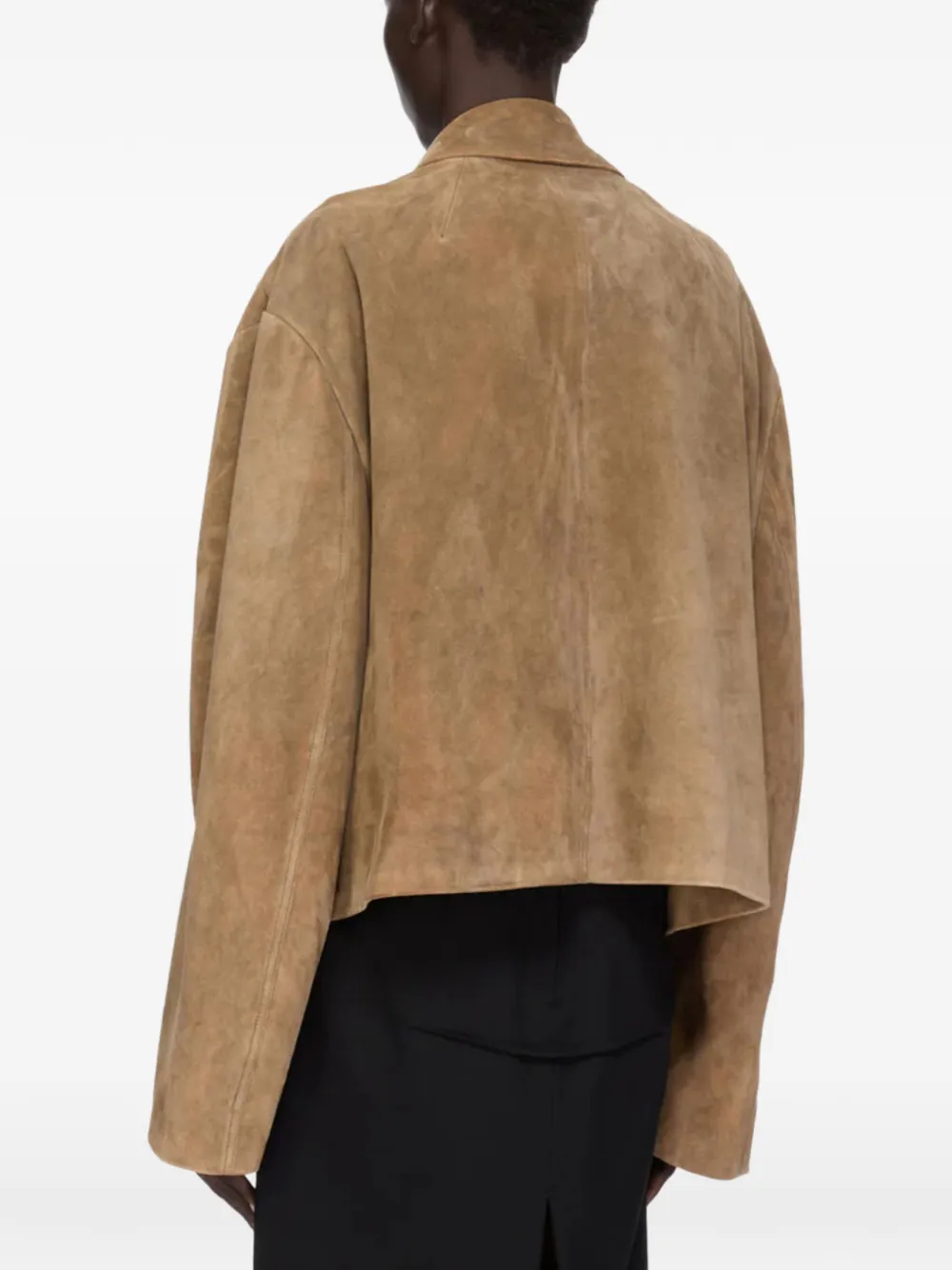 Rick Owens Heizer Mac leren jas met rits Bruin