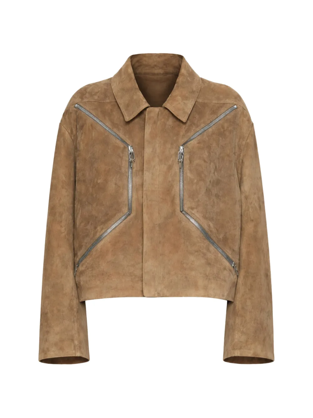 Rick Owens Heizer Mac zipped leather coat - Braun