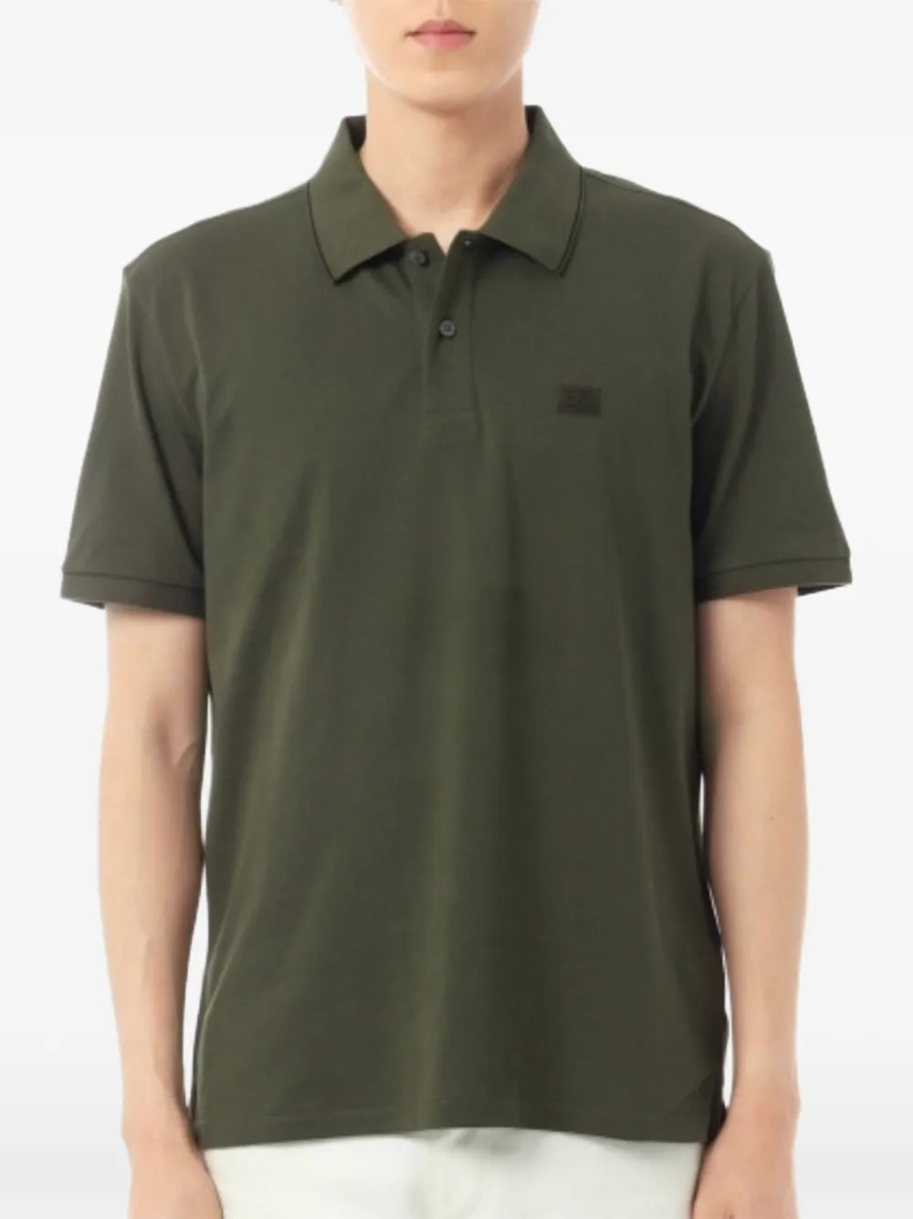 C.P. Company Stretch piqué poloshirt met korte mouwen Groen