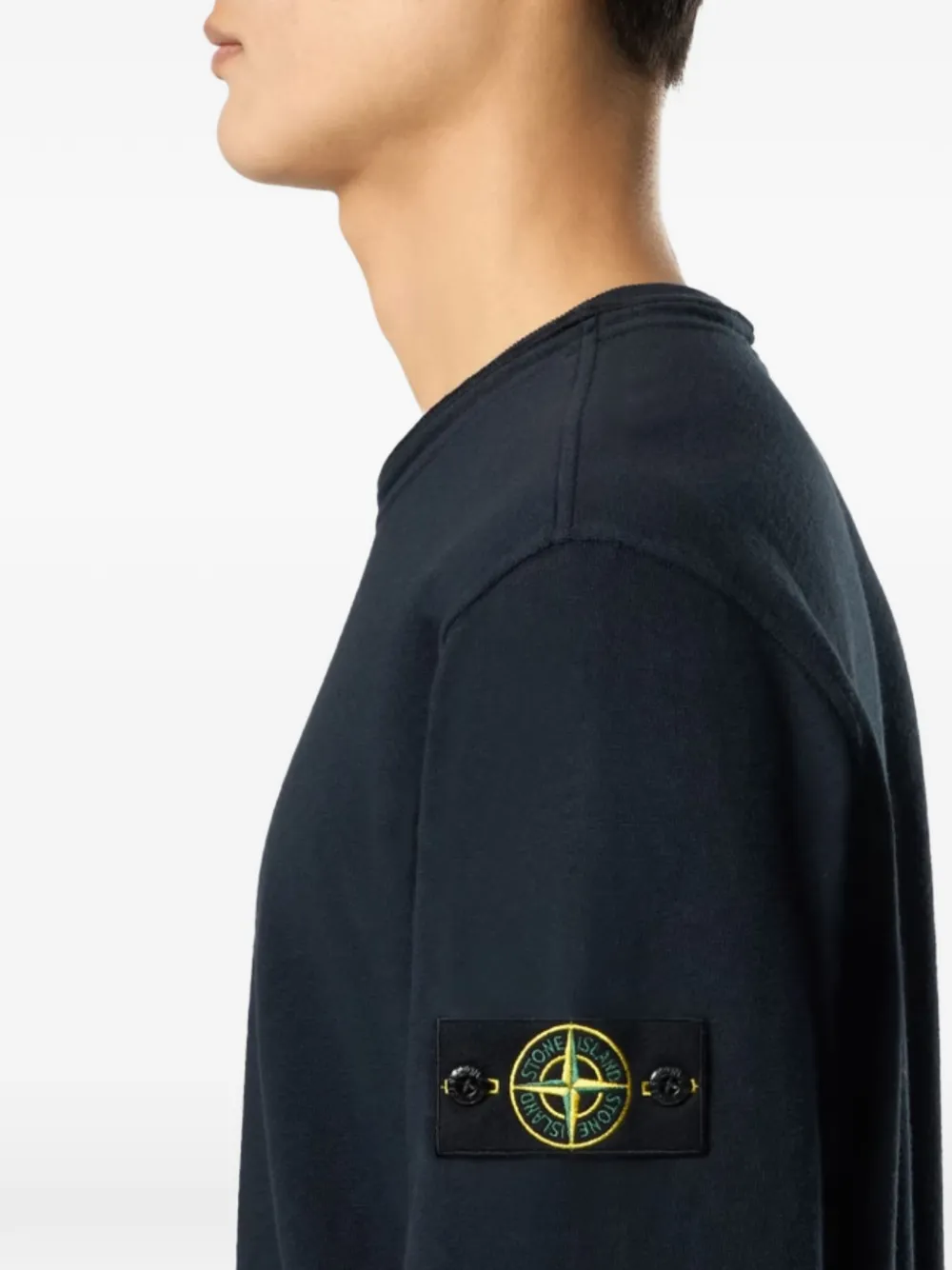 Stone Island Sweater met patch en ronde hals Zwart