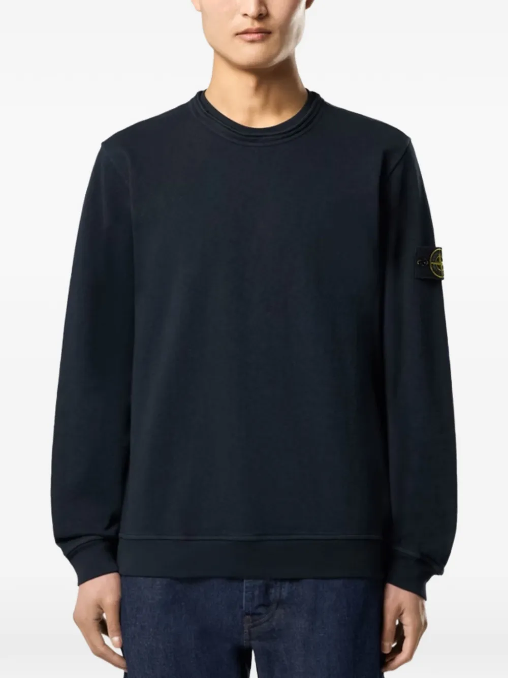 Stone Island Sweater met patch en ronde hals Zwart