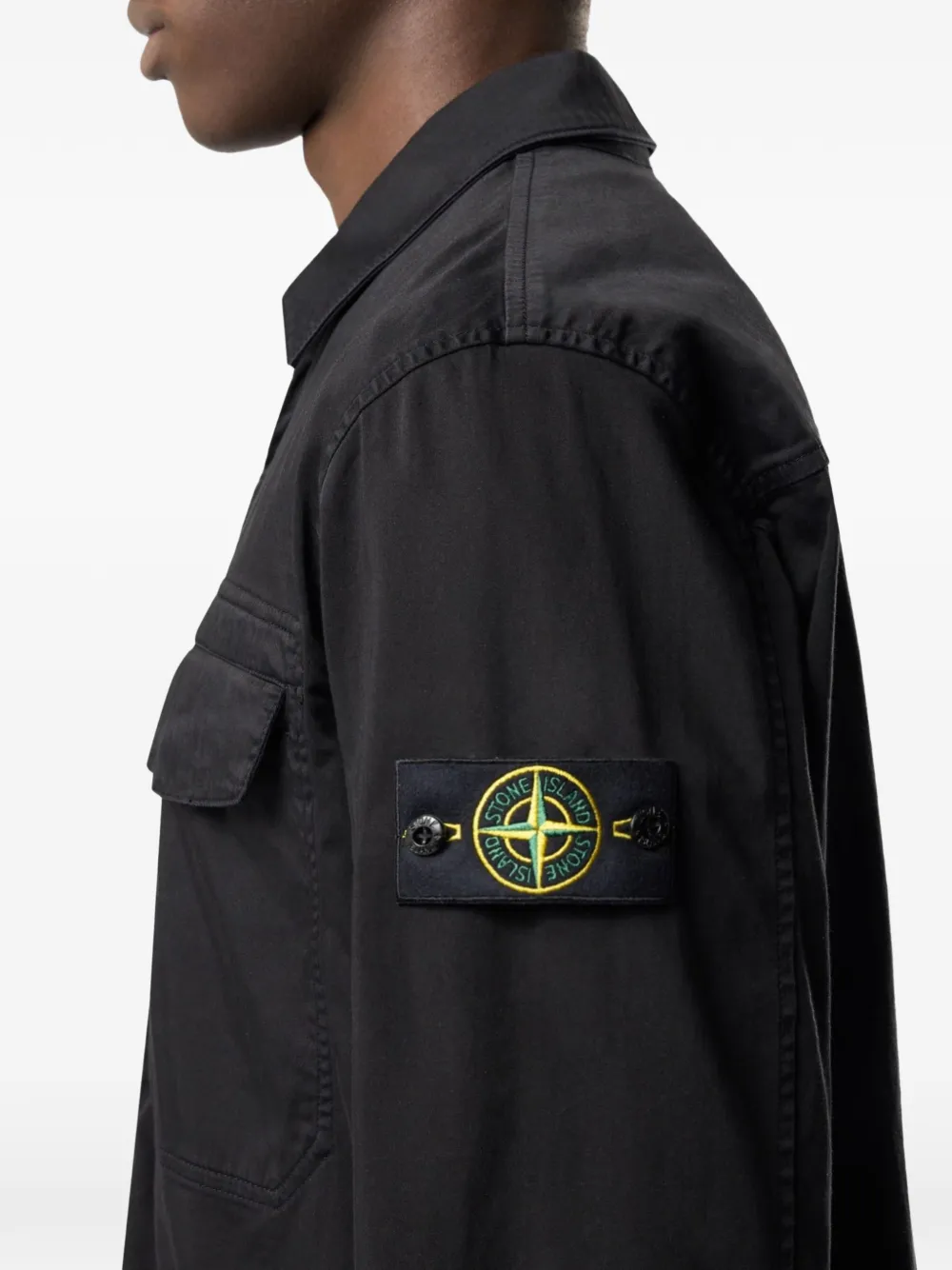 Stone Island zip pocket shirt - Zwart
