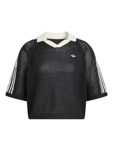 adidas striped V-neck polo shirt