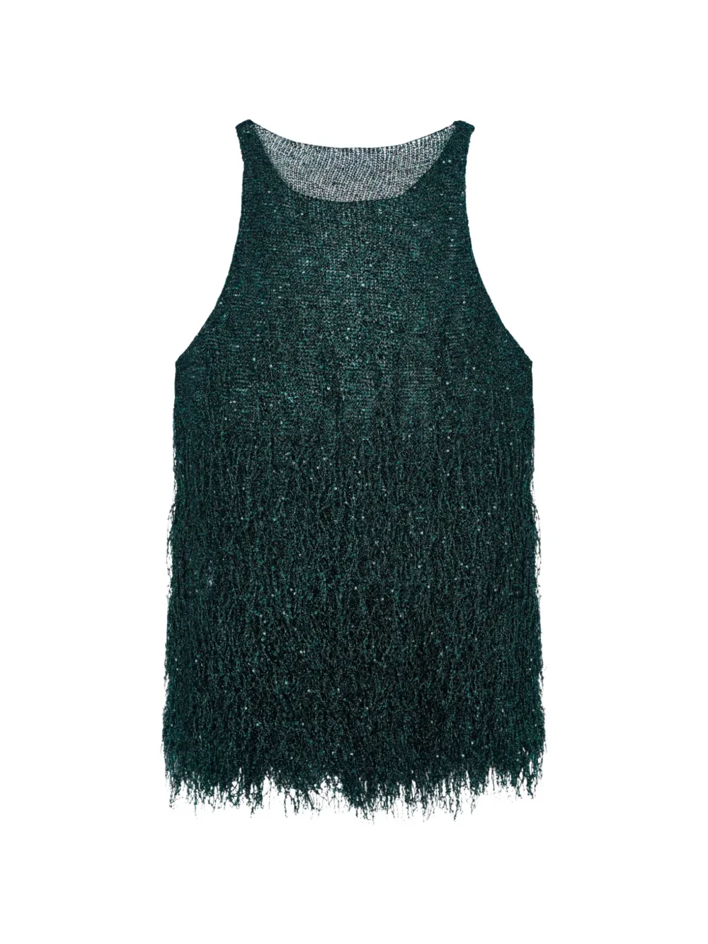 Giorgio Armani Mouwloze top met ronde hals en franje Groen