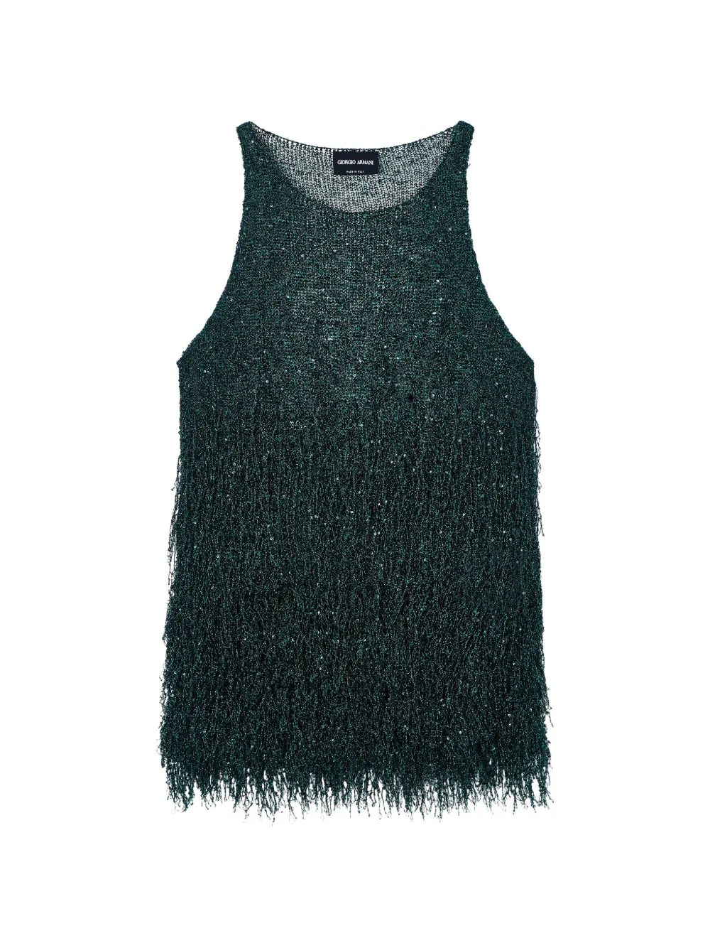 Giorgio Armani Top smanicato girocollo con frange - Verde