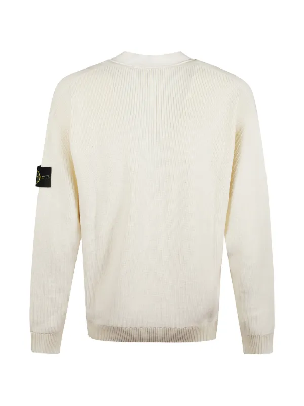 Stone Island 5100009 Ribbed Soft Organic Cotton V-neck Cardigan