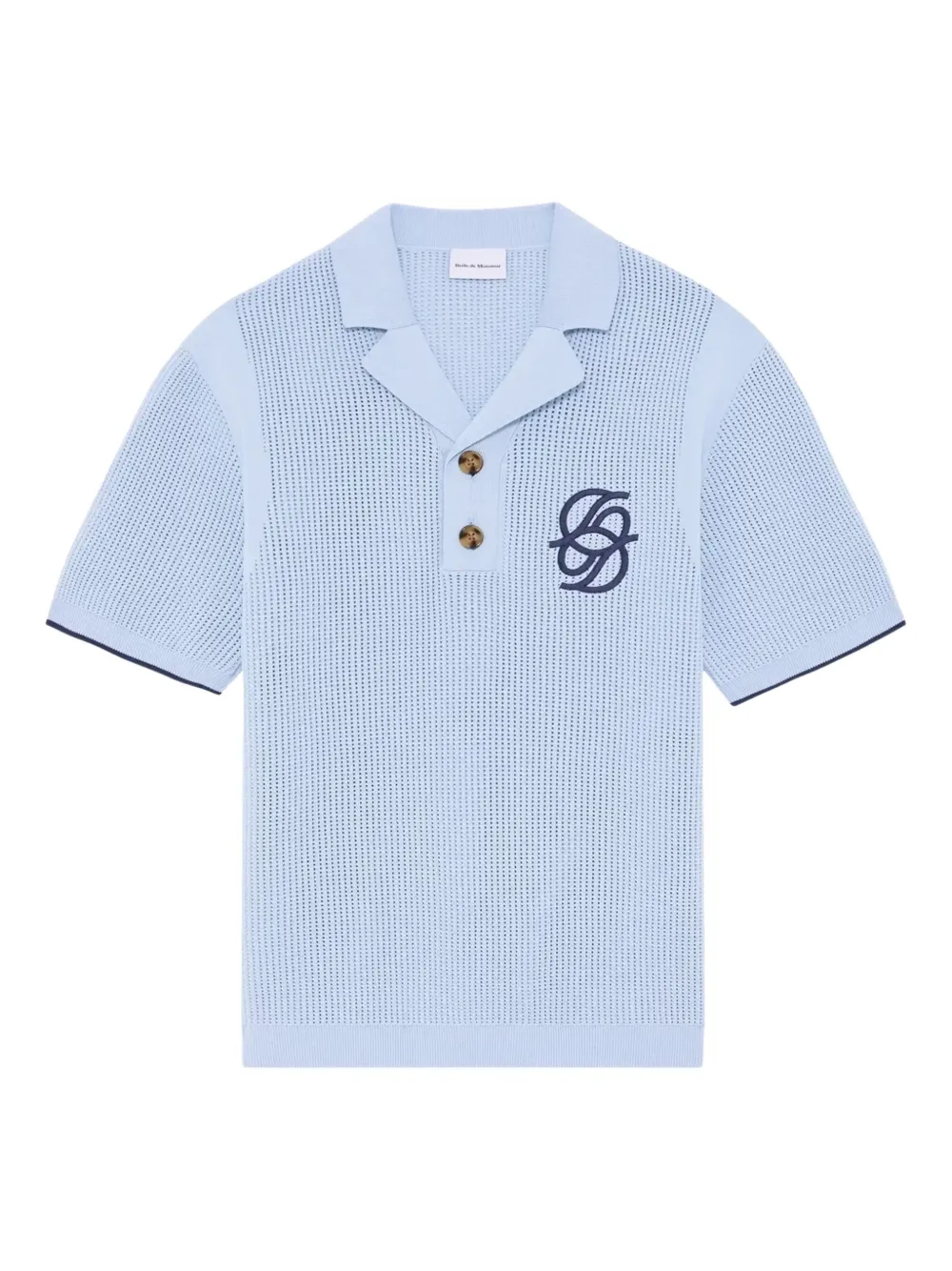 Drôle De Monsieur button embroidered polo shirt - Blu