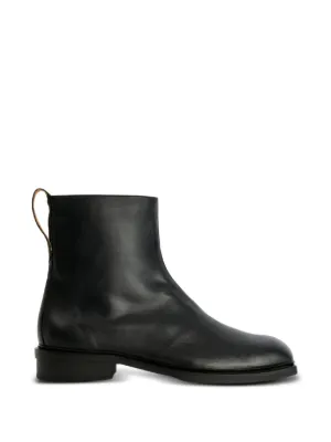 Yohji Yamamoto プリーツ レザーブーツ | ブラック | FARFETCH JP