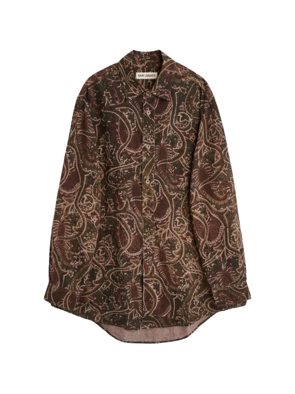 OUR LEGACY Vast Snake-print Shirt in Brown