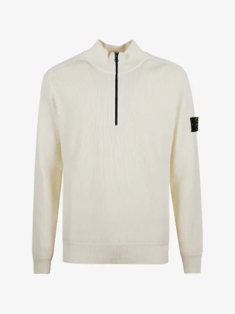 Stone Island suéter tejido de canalé con cierre